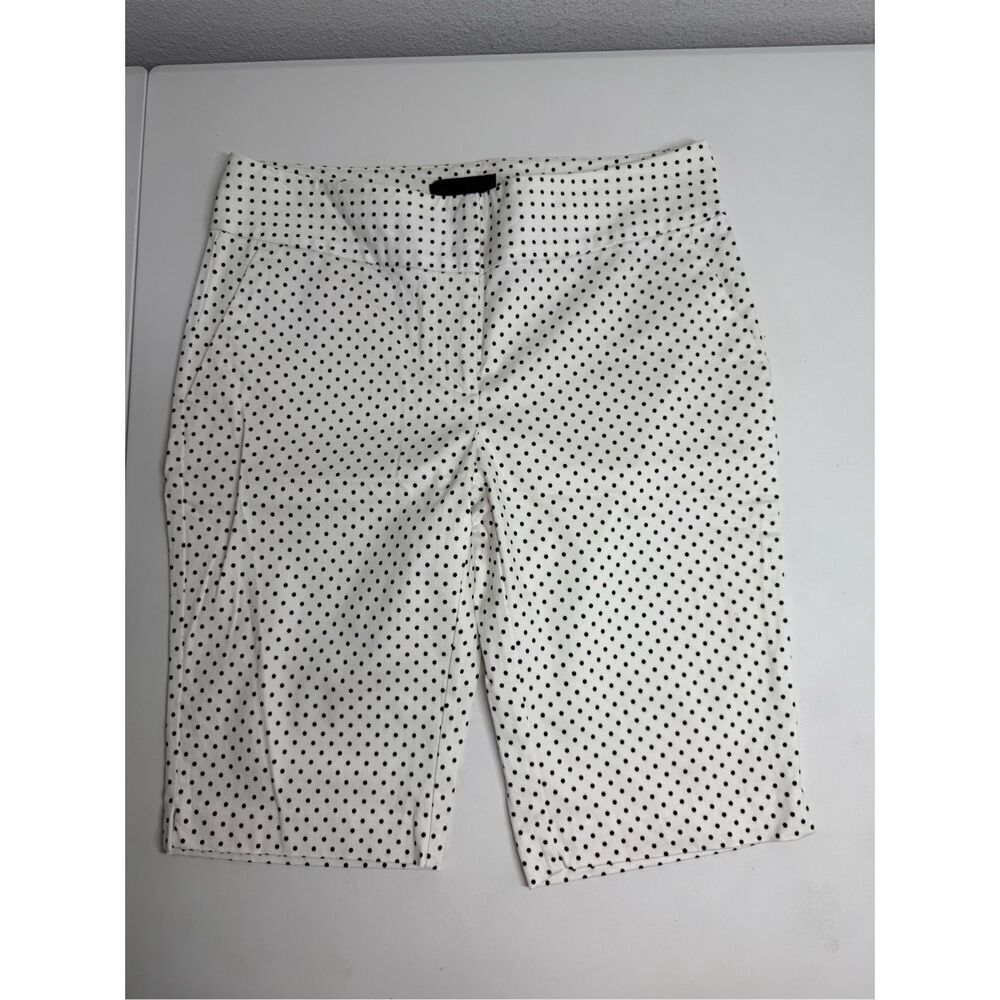 Attention Women’s Bermuda Shorts White Black Polka Dots Cotton Blend Size 6
